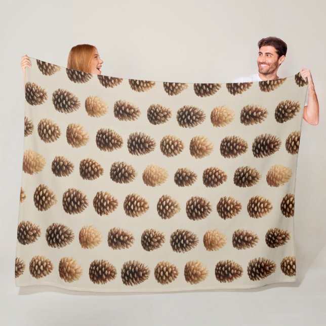 Couverture Polaire Motif d'hiver Rustique Brown Pine Cône (En situation)