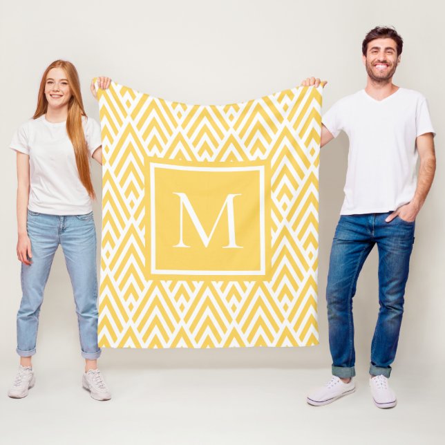 Couverture Polaire Motif diamant à flèche or jaune or tendance (En situation)