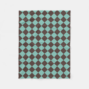 Couverture Polaire Motif diamant Brown Turquoise Checker