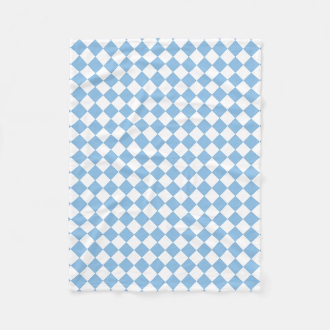 Couverture Polaire Motif diamant de damier bleu et blanc (Devant)