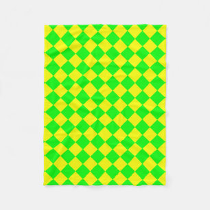 Couverture Polaire Motif diamant jaune-vert Checker