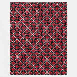 Couverture Polaire Motif diamant noir et rouge élégant