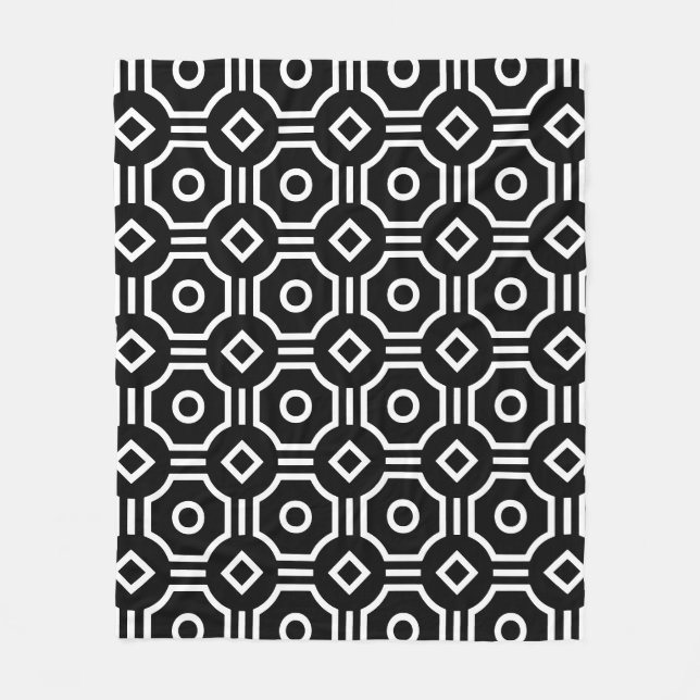 Couverture Polaire Motif d'illusion optique Carré noir blanc (Devant)