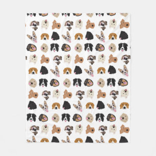 Couverture Polaire Motif d'illustration du visage de chien mignon