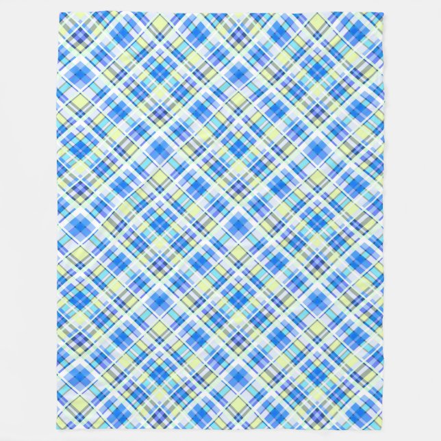 Couverture Polaire Motif d'impression à damiers jaune et bleu clair (Devant)