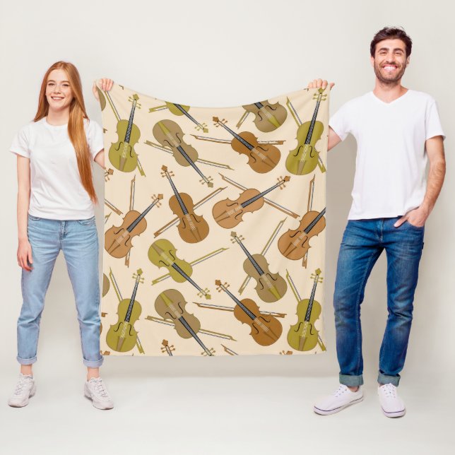 Couverture Polaire Motif d'instruments de musique Cello (En situation)