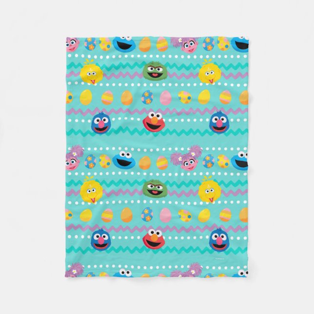Couverture Polaire Motif d'oeufs de Pâques de la rue Sesame (Devant)