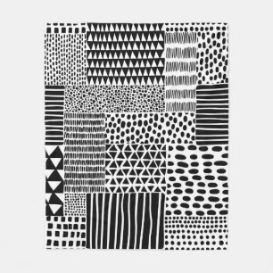 Couverture Polaire Motif doodle noir et blanc sans couture. Dessin ma