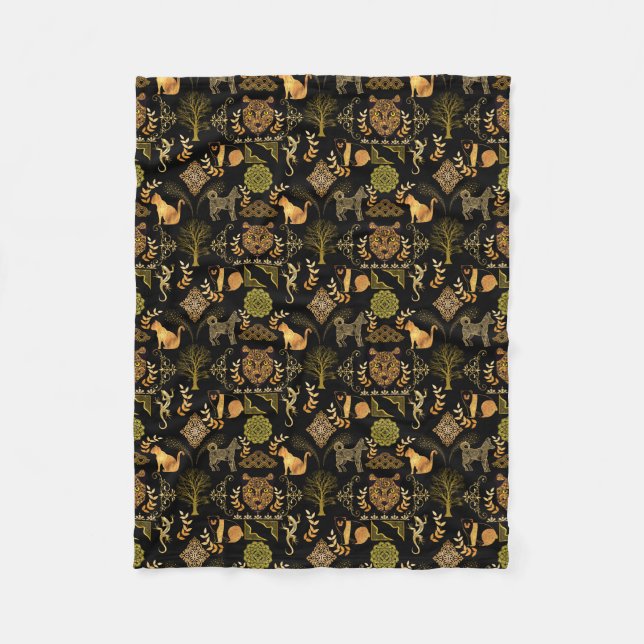 Couverture Polaire Motif d'or 03,bw Black BG (Devant)