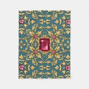 Couverture Polaire Motif doré sans couture avec rubis