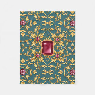 Couverture Polaire Motif doré sans couture avec rubis