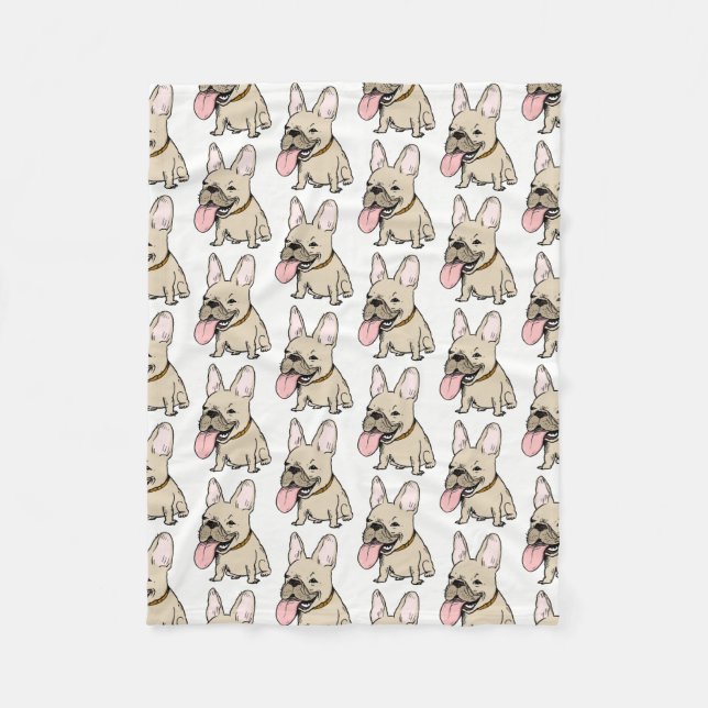 Couverture Polaire Motif drôle de bouledogue français (Devant)