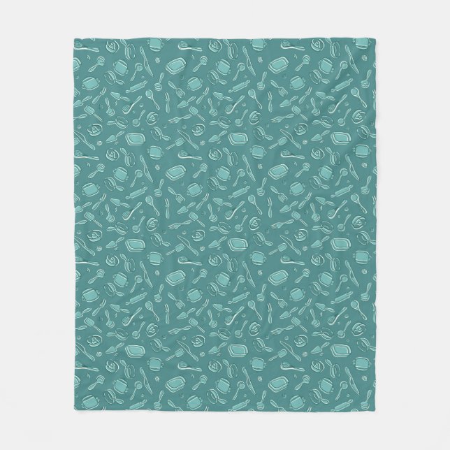 Couverture Polaire Motif d'ustensiles de cuisine (Devant)