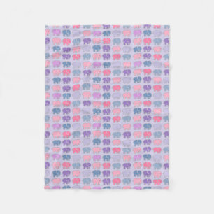 Couverture Polaire Motif Eléphant mignon violet de dessin