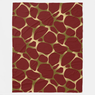 Couverture Polaire Motif Empreinte de léopard Bourgogne & Or