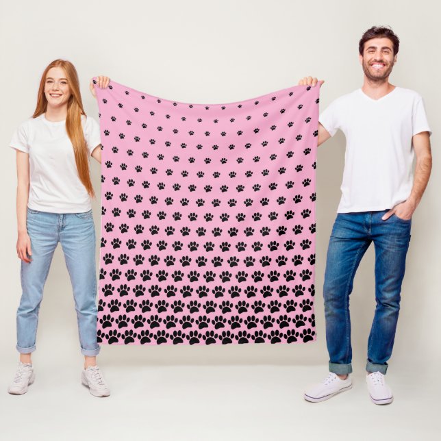 Couverture Polaire Motif Empreinte de patte de chien noir personnalis (En situation)