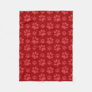 Couverture Polaire Motif empreinte de patte de chien rouge