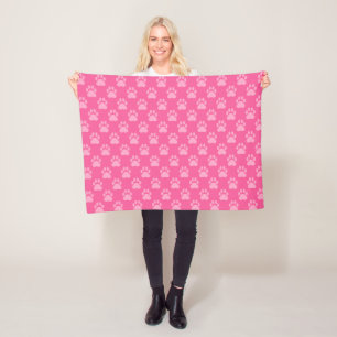 Couverture Polaire Motif Empreinte de patte rose