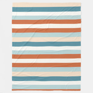 Couverture Polaire Motif en bande orange, bleu et blanc