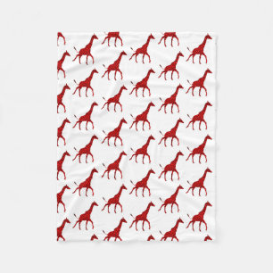 Couverture Polaire Motif en carreaux de Giraffe rouge romantique