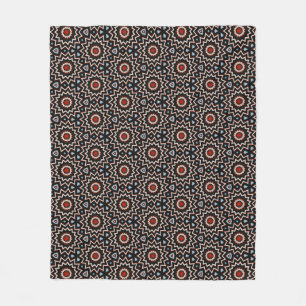 Couverture Polaire Motif en cercle bleu rouge bleu étoile