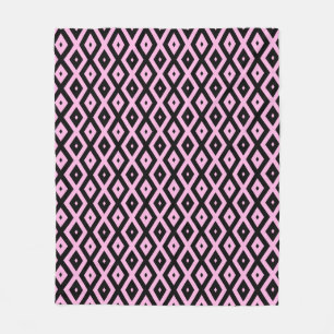 Couverture Polaire Motif en diamant rose pâle et noir