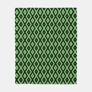 Couverture Polaire Motif en diamant vert citron et noir