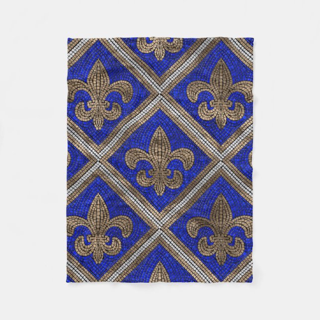 Couverture Polaire motif en mosaïque de fleur de lis (Devant)