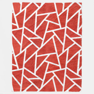 Couverture Polaire Motif en mosaïque rouge et blanche