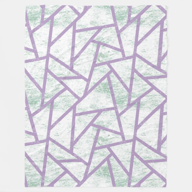 Couverture Polaire Motif en mosaïque vert clair et lavande (Devant)