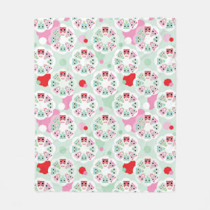 Couverture Polaire motif en pastel d'arrière - plan de hibou de fleur