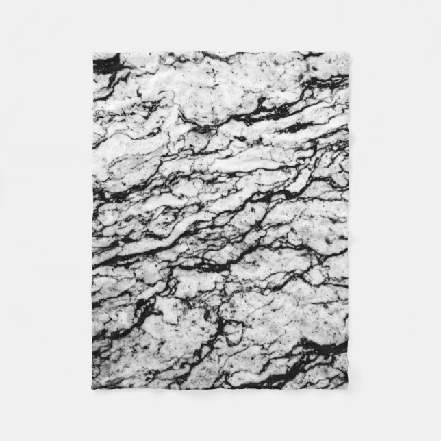 Couverture Polaire Motif en pierre de marbre noir et blanc (Devant)