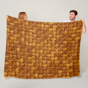 Couverture Polaire Motif en tissu marron clair, filet en osier, rotin