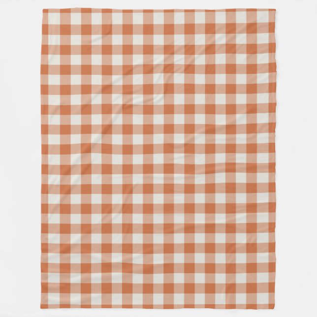 Couverture Polaire Motif En vichy chèque orange brûlé (Devant)