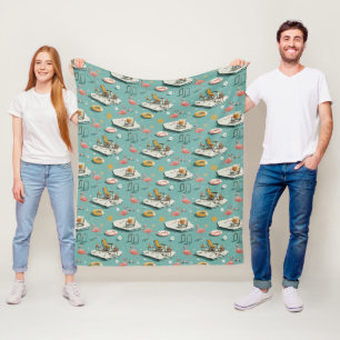 Couverture Polaire Motif Été Rétro Flamingo Piscine (8)