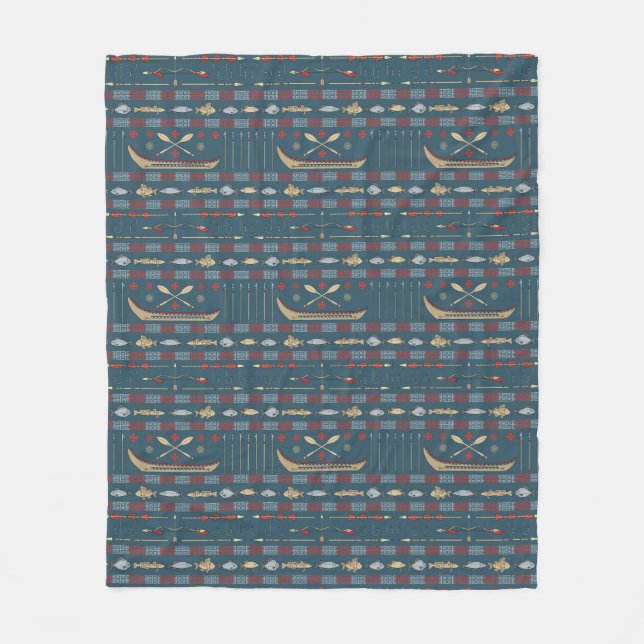 Couverture Polaire Motif ethnique de pêche (Devant)
