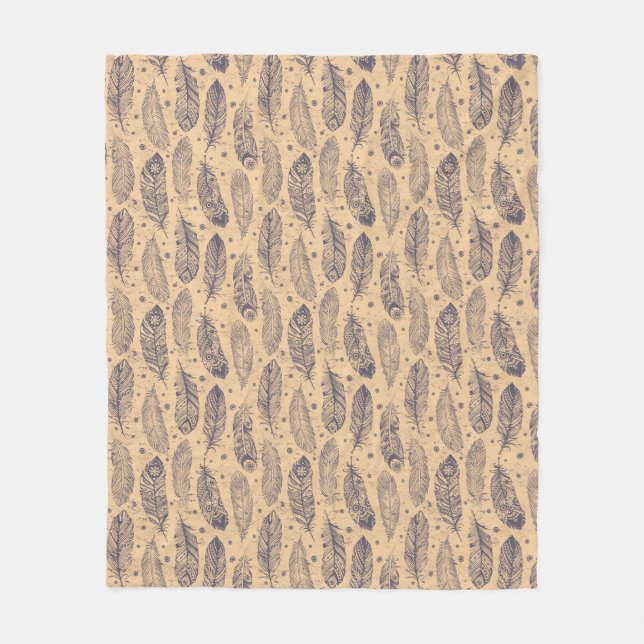 Couverture Polaire Motif ethnique d'ensemble de plume (Devant)