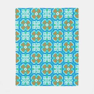 Couverture Polaire Motif ethnique turquoise