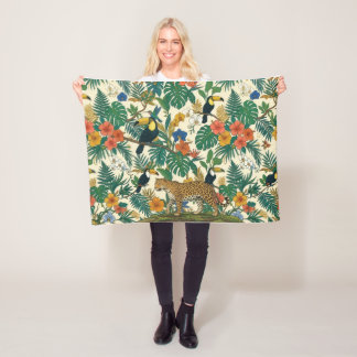 Couverture Polaire Motif exotique de la jungle amazonienne avec touca