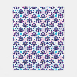 Couverture Polaire motif exotique de paon de l'Inde