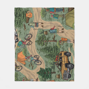 Couverture Polaire Motif extérieur vintage : Randonnées, Vélos