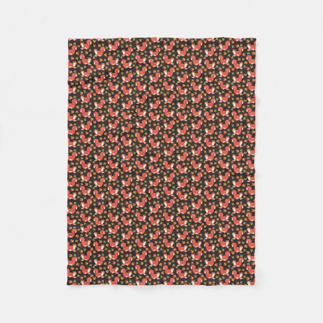 Couverture Polaire Motif fait sur commande d'écureuil et de feuille (Devant)