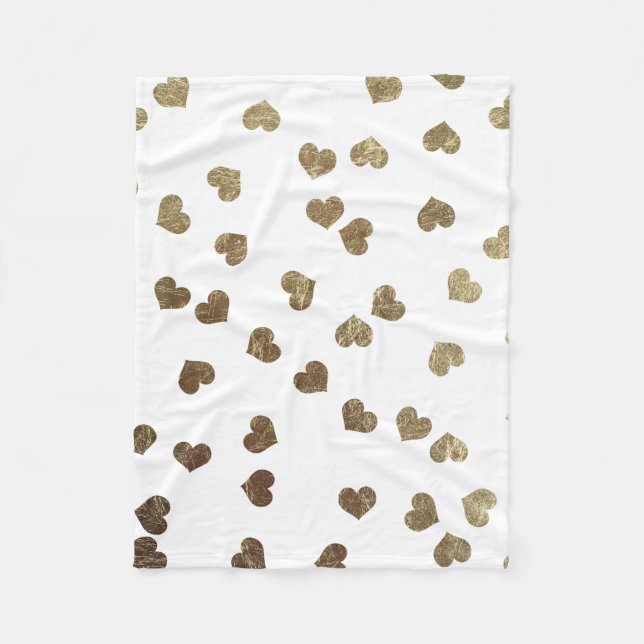 Couverture Polaire Motif fascinant de coeurs d'or de Faux (Devant)