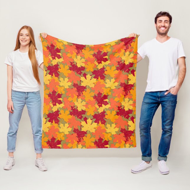 Couverture Polaire Motif feuille automne (En situation)