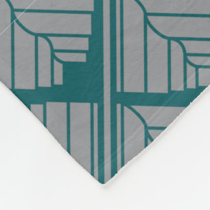 Couverture Polaire Motif feuille carré Turquoise neutre