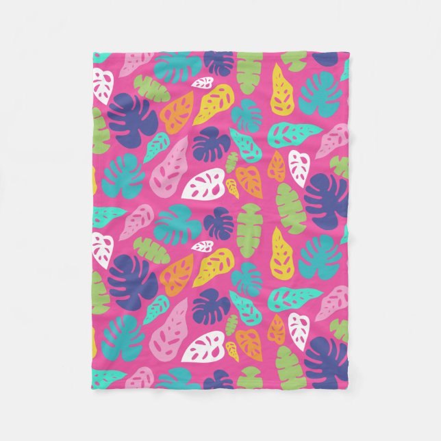 Couverture Polaire Motif Feuille d'été de couleur vive (Devant)