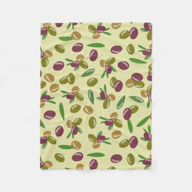 Couverture Polaire Motif Feuille d'olive et d'olive rustique (Devant)