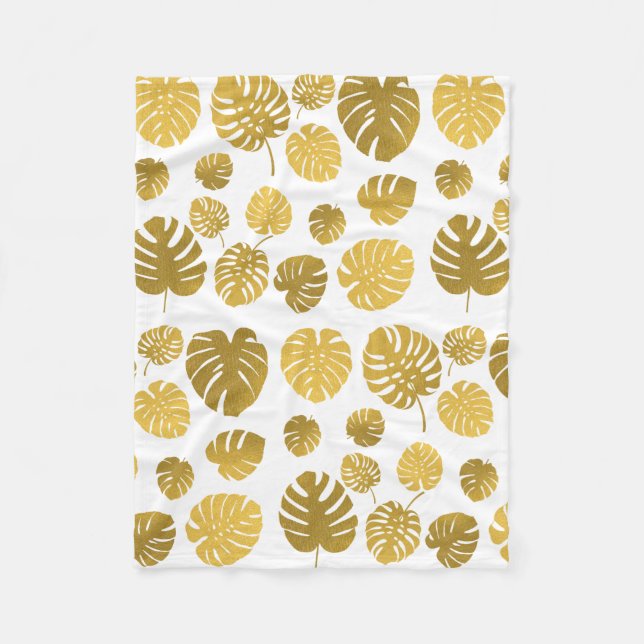 Couverture Polaire Motif Feuille moderne Gold Tropical (Devant)