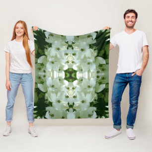 Couverture Polaire Motif Fleur de Dogwood Blanc