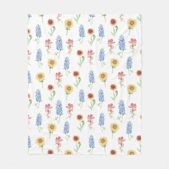 Couverture Polaire Motif Fleur sauvage du Texas (Devant)